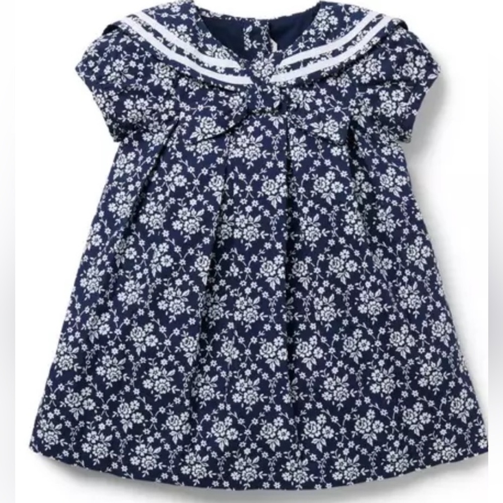 Janie and Jack Sailor Collar Floral Print Blouse Navy White